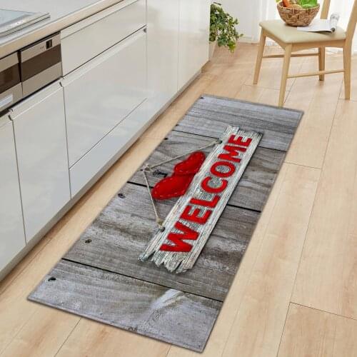 Wood Grain Entrance Door Mat Rugs Non-slip Kitchen Floor Mats Carpets Flannel Kitchen Rug Hallway Carpet Home Decor for Bedroom