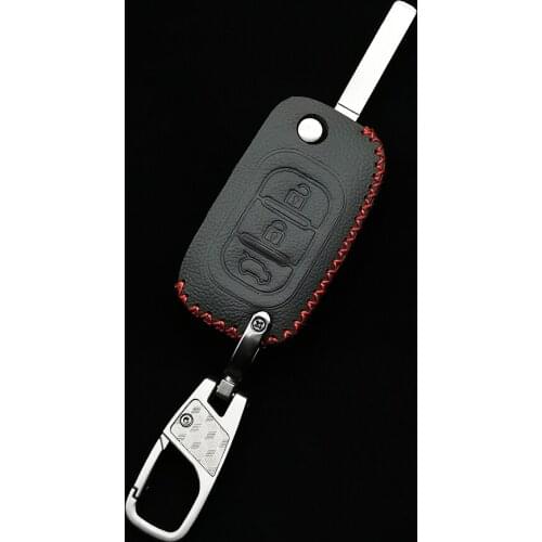 Car Flip keys Leather Cases Fob Cover For Lada Sedan Largus Kalina Granta Vesta X-Ray XRay Folding Keychain Key Ring
