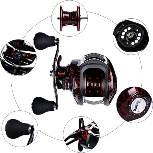 Metal Baitcasting Fishing Reel 7.1:1 Long Shot Left / Right Hand Fishing Wheel Anti-Corrosion Bait Casting Fishing Reel