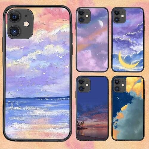 Sky Night Fashion For iPhone 11 Case 6 Mini Pro XS Max X XR 11 8 Plus Luxur Soft TPU Airbag Cover 12Pro 11Pro 12Mini