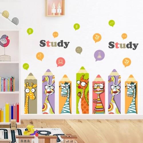 Cartoon Wall Stickers Animal Decals for Furniture Boy Girl Kids Room Bedroom Decoration Aesthetic Baby Nursery DIY Wallpaper Art