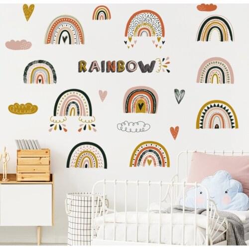 Cartoon Rainbow Clouds Weather Wall Stickers Diy Art Mural for Children Kindergarten Bedroom Kids Gift Wallpaper Home Decoration