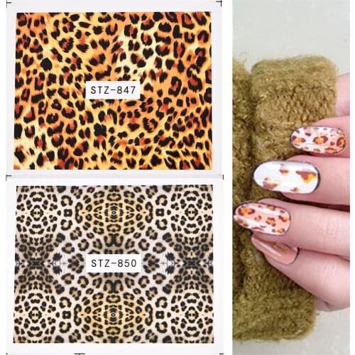 1 Pcs Leopard Sexy Animals Stickers for Nails Heart Cow Pattern Nail Art Designs Water Transfer Tattoo Decals Gel Polish Slider