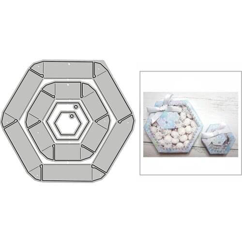 New Hexagon Gift Boxes Craft Embossing Mold 2021 Metal Cutting Dies for DIY Decorative Scrapbooking Album Card Making No Stamps