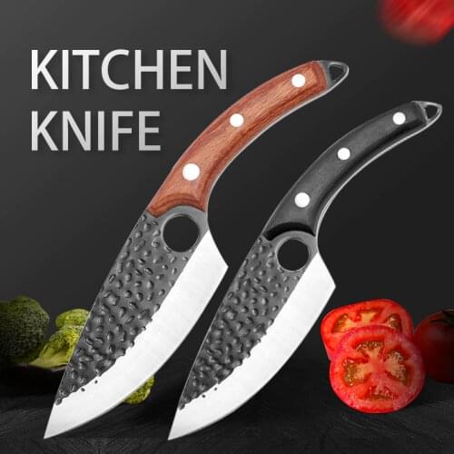 5.7" Chef Knife Forged 5Cr15 Stainless Steel Kitchen Knife Meat Cleaver Fish Knife Serbian Style Boning Butcher Knife with Cover