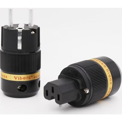 Pair Viborg VE501S/VF501S Pure Copper Silver plated Eu plug SCHUKO POWER CONNETOR