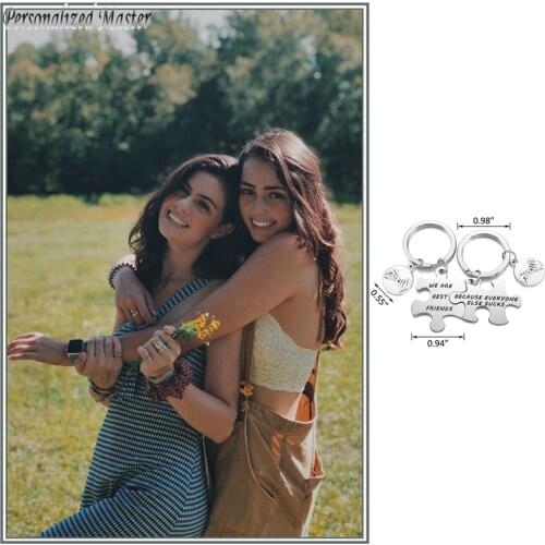 Personalized Master Customized Puzzle Keychains Best Friend Keyring Pinky Promise Keychain Friendship Birthday Gifts for Girls