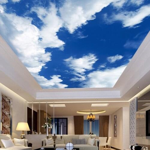 Custom 3D Wallpaper Wall Painting Decor Photo Backdrop Blue Sky White Clouds Living Room Bedroom Ceiling Mural Wallpaper Papel