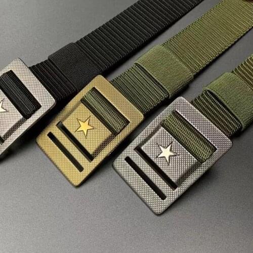 Outdoor lover civilian style TC4 titanium buckle with camouflage woven inner belt nylon belt