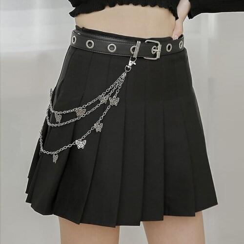 Harajuku Punk Chain Belt Women Dress Butterfly PU Leather Buckle Belt Ladies Fashion Waist Casual Jeans ceinture PJ290