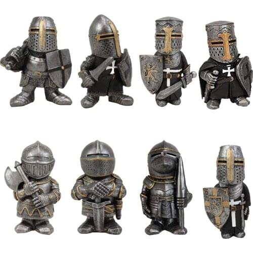 Knight Gnomes Guard Garden Statues Resin Sculpture Ornament Decor Medieval Crusader Knight Suit Statue Gothic Armor