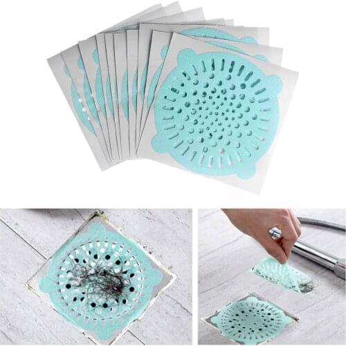 10PC Strainer Sticker Paper Kitchen Bathroom Shower Drain Cover Net Stickers Hair Filter Sink Strainer Kitchen Tools