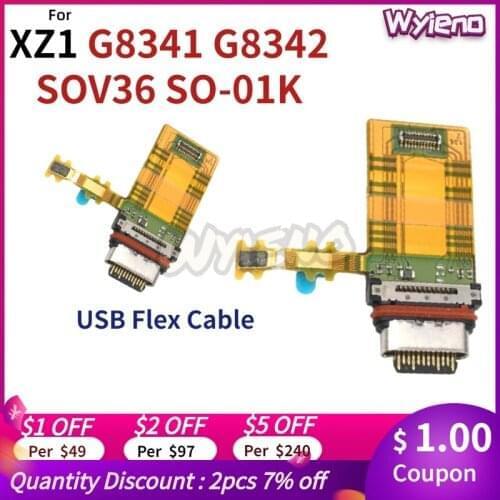 Wyieno For Sony Xperia XZ1 G8341 G8342 SOV36 SO-01K USB Dock Charging Port Type C Charger Plug Connector Flex Cable Board Ribbon