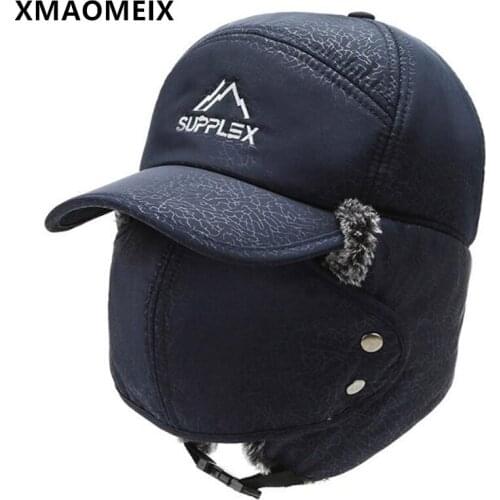 XMAOMEIX Winter Warm Bomber Hats For Men Women Ear Protection Ski Cap With Mask Letter Embroidery Sports Cap Fluffy Earmuff Caps
