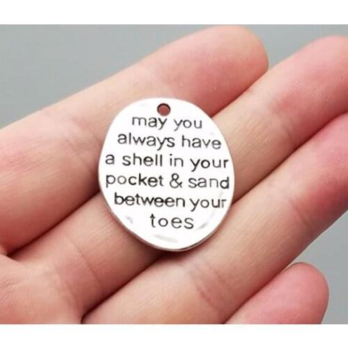 10pcs/lot--30x26mm, Antique silver plated may you a lways have a shell in your pocket charms ,DIY supplies, Jewelry accessories