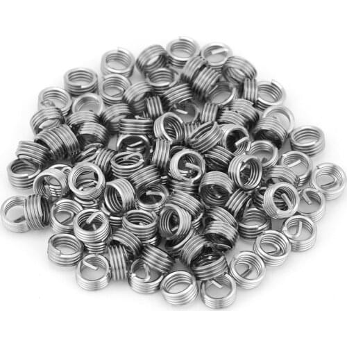 100Pcs Stainless Steel Thread Repair Inserts Coiled Wire Insert Helical Screw Repair Insert Kit M6x1.0x1D Length for Repair Tool
