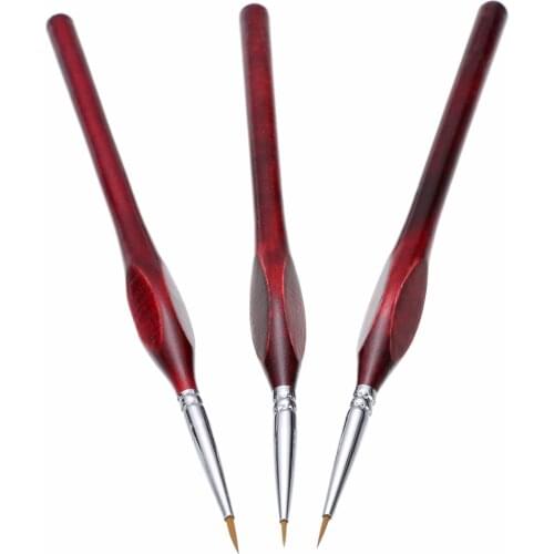 3pcs 0/00/000 Sable Hair Paint Brush 7.3 inches Miniature Detail Fine liner Nail Art Drawing Brushes Painting Supplies