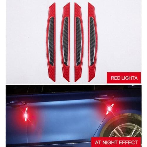 4Pcs/Set Reflective Warning Door Side Edge Protection Anti-Scratch Protector Glue Sticker For Auto Car