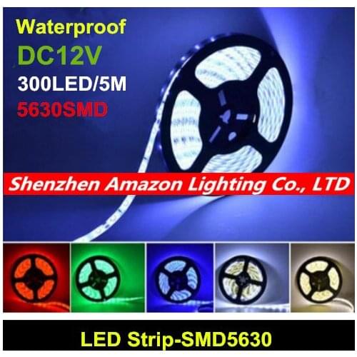 5M Cheap Blue/Red/Warm/Cold White Waterproof LED SMD 5630 Strip Light 12V LED Stripe Lights Lighting