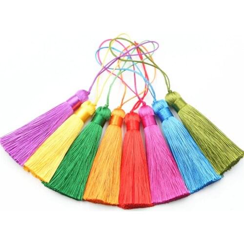 5Pcs Ice Silk Anti-wrinkle Tassels Fringe Pendant DIY Material Color Cord Fat Tassels Trim Party Garments Curtains Decor Tassels