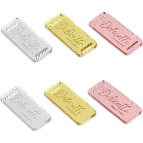 50Pcs Personalized Rectangle Tags Sewing On Gift Box/Bag Acrylic Labels Custom Any Text and Logo Labels For Handmade Products