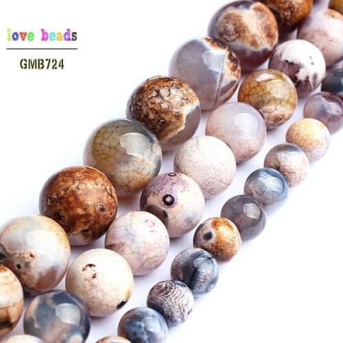 6/8/10mm Coffee Fire Stripe Agates Beads Round Loose Beads for Jewelry Making DIY Beads Bracelet 15'' Strand