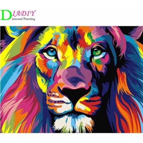 DIY 5D Diamond Painting Animal Lion Cat Cross Stitch Kit Full Drill Embroidery Mosaic Art Picture of Rhinestones Home Decor Gift