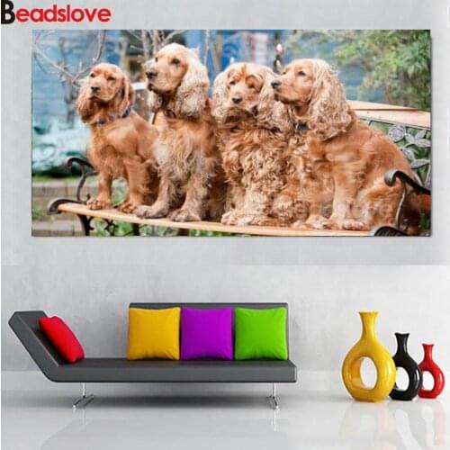 English Cocker Spaniel,Full,Diamond Embroidery,5D,Diamond Painting Cross Stitch dog 3D,Diamond Mosaic patterns, large art decor