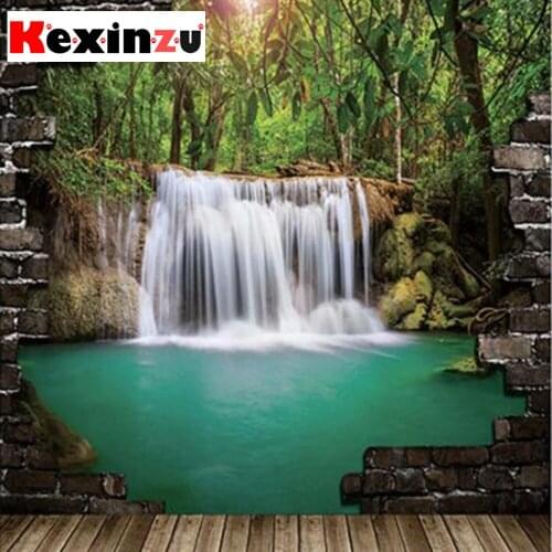 Kexinzu Full Square Round Stone Diamond Painting waterfall Mosaic 5d Diy Cross Stitch Resin Embroidery Christmas Gift