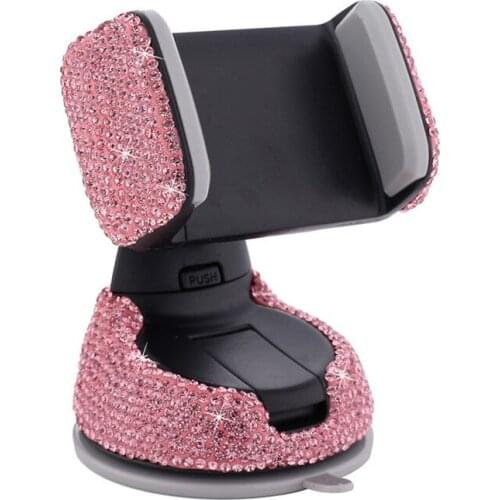Diamond car mobile phone holder multi-function air outlet car navigation bracket car suction cup rotating mobile phone holder