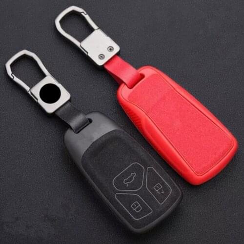 Car Suede Leather Key Case Cover Bag For Audi Q3 Q5 Q8 Q7 Sline C5 C8 A4 B6 B7 B8 B9 TT 80 S6 A1A4 B8 A5 A6 A7 A8 D5 TT 8P 8L