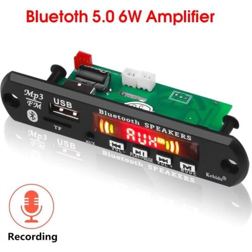 Bluetooth 5.0 MP3 Decoder Board FM Radio Audio Module DC 5V-12V With amplifier 2*3W For Car Remote Music Speaker Recording