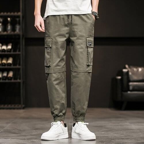 Streetwear multi-pocket harem pants mens spring and summer casual sports pants hip hop jogger slim fit mens pencil pants autum