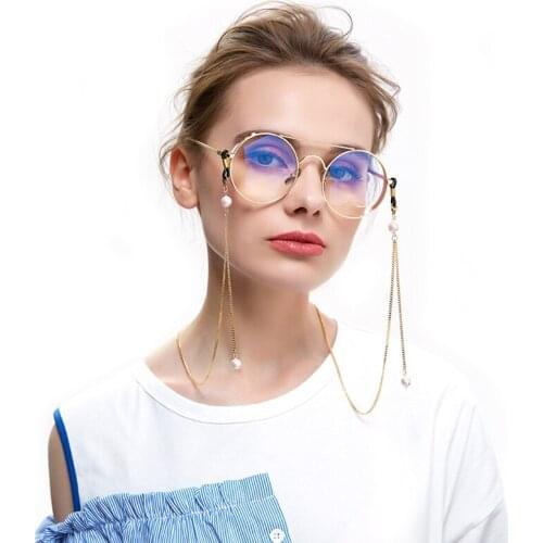 Fashion Chic Womens Eyeglass Chains Sunglasses Reading Beaded Glasses Chain Pearl Eyewears Cord Holder neck strap Metal Chain