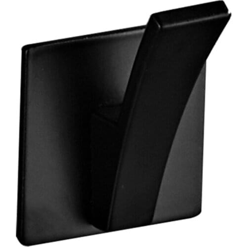 Modern Wall Mount Black Metal Hook Key Holder Adhesive Square Towel Hanger Rack