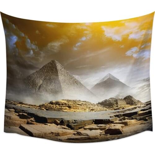 Egypt Pyramid Smog Wall Tapestry Cover Beach Towel Picnic Yoga Mat Home Decoration