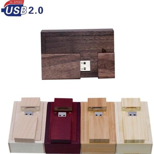 High speed USB 2.0 High speed Wooden usb flash drive walnut wood + box pendrive 4GB 16GB 32GB 64gb memory stick wedding gifts