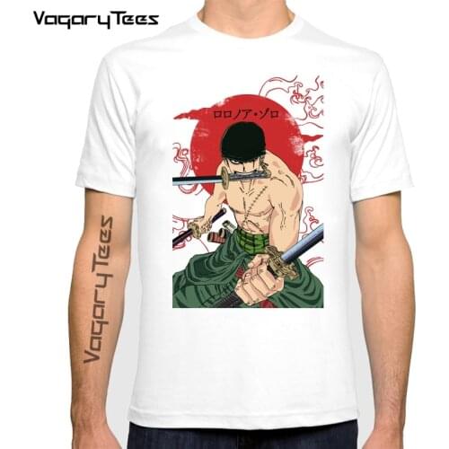 Men T-Shirts Zoro Roronoa T Shirts Sun Rise Swords One Piece Funny Tee Shirt Short Sleeve Anime Comics Harajuku Tops Summer