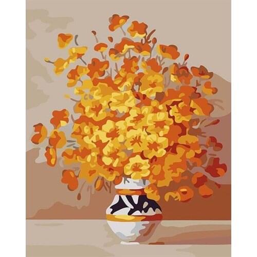 GATYZTORY Painting By Numbers HandPainted Unique Gift For Adults Yellow Flower Oil Picture 60x75cm Frame Home Decor
