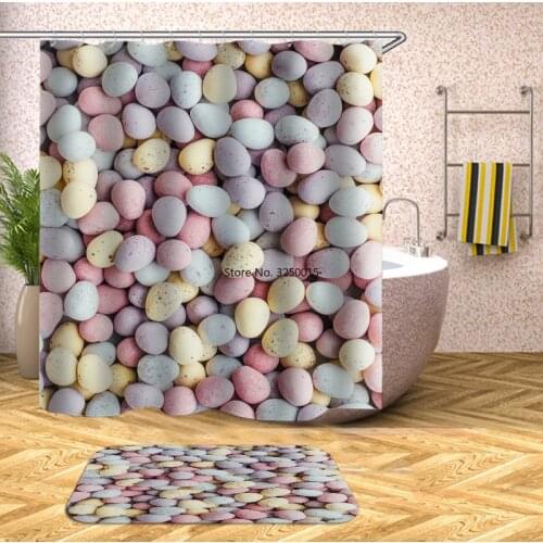 Stone Brick Wall Bathroom Set Bath Shower Curtain Bath Mat Toilet Cover U Shape Step Pad Garden Background Wall Decoration Scree