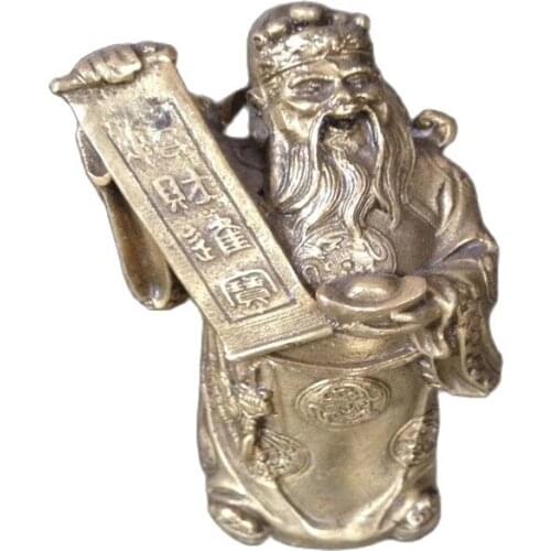Fine Old Chinese Unique Copper Carved The God Of Wealth Statue