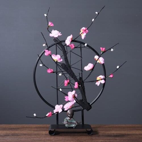 Creative Chinese Style Iron Decoration Zen Plum Blossom Ornament Entrance Living Room Wine Cabinet Coffee Table Home Decoration
