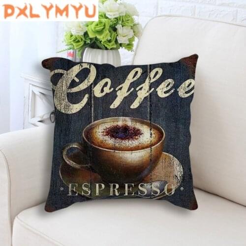 Square 18" Cotton Linen Retro Coffee Printed Sofa Throw Pillow Decorative Cushions No Filling Bedroom Waist Back Cushion