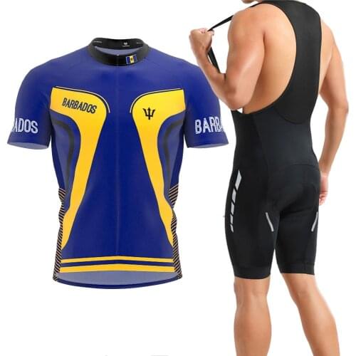 Hot Classic Barbados Mens Summer Pro Team Cycling Jersey Set Breathable Bicycle Racing Outdoor Sport Wear Bike Clothing