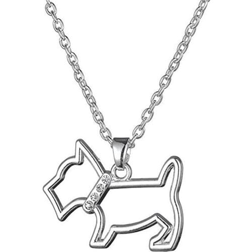 Hot Sale Animal Jewelry Cute Hollow Scottish Dog Shape Crystal Pendant Necklace For Dog Person Gift