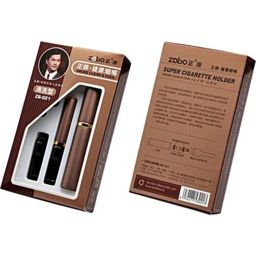 Metal Double Filter Smoke Clean & Health Cigarette Holder Smoking Pipe With Gift Box Tobacco Tar Filter Mouthpiece Accessories