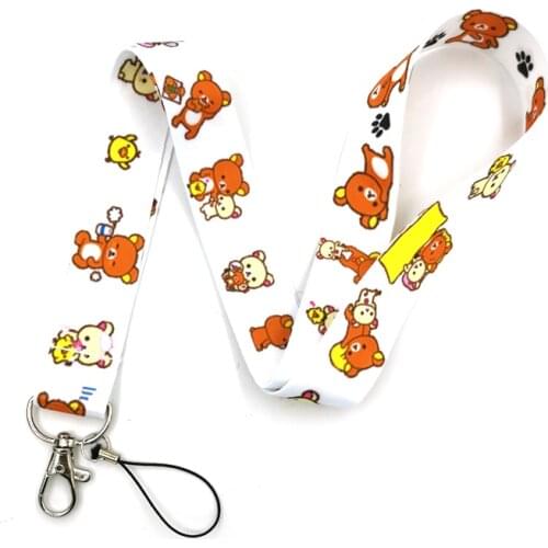 Cartoon Korea Lovely Bear Neck Strap Keychain Lanyard For Keys ID Card Badge Holder Keyring Webbing Ribbon DIY Hang Rope