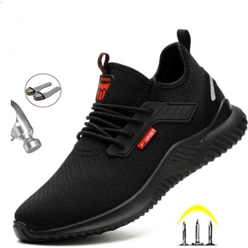 Anti-Smashing Men Work Safety Boots Shoes Sneakers Breathable Lightweight Work Boots Indestructible Sneakers With Steel Toe Cap