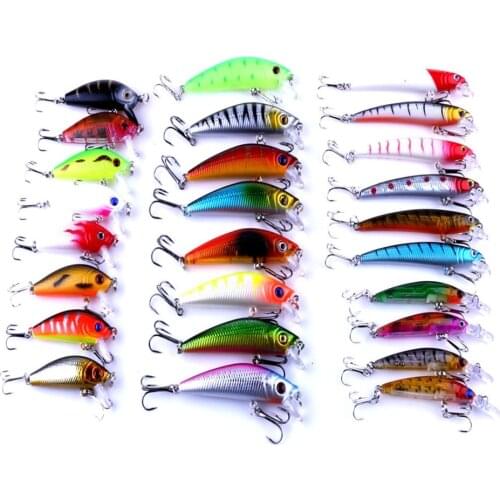 26Pcs/lot Mixed Fishing Lure Bait Set Kit Mini Fishing Wobbler Crankbait Minnow Swimbait Artificial Bait Pesca Fishing Tackles