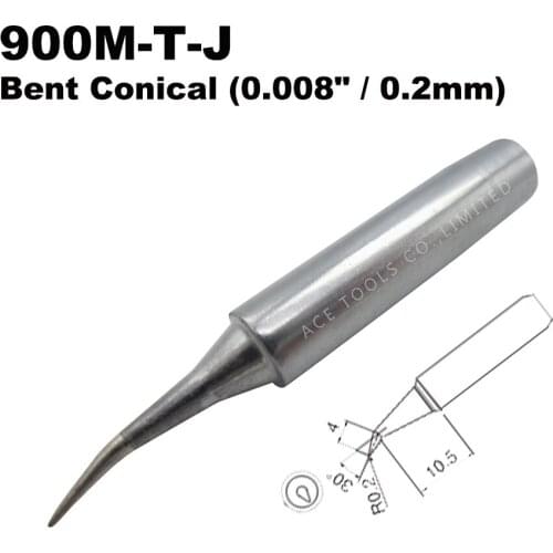 Soldering Tip 900M-T-J Bent 0.2mm for Hakko 936 907 Milwaukee M12SI-0 Radio Shack 64-053 Yihua 936 X-Tronics 3020 Iron Bit
